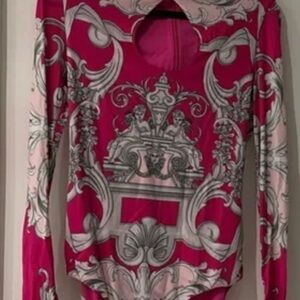 Versace Pink and Gray Baroque Bodysuit